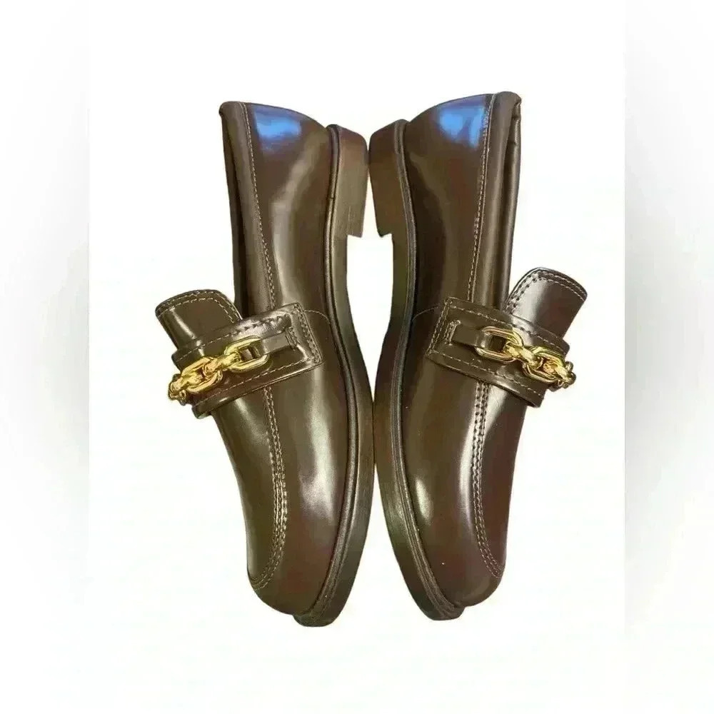 Schutz Dannie Leather Flat Loafer Women’s Size 9 in Dark Chocolate